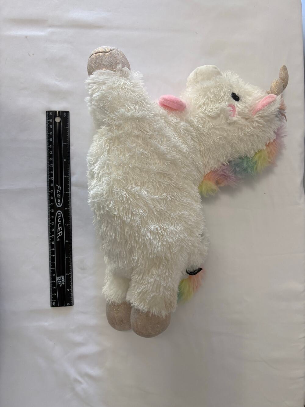 FAO Schwarz Glow Brights Unicorn Plush 15" White Rainbow Light Up Sound Toy